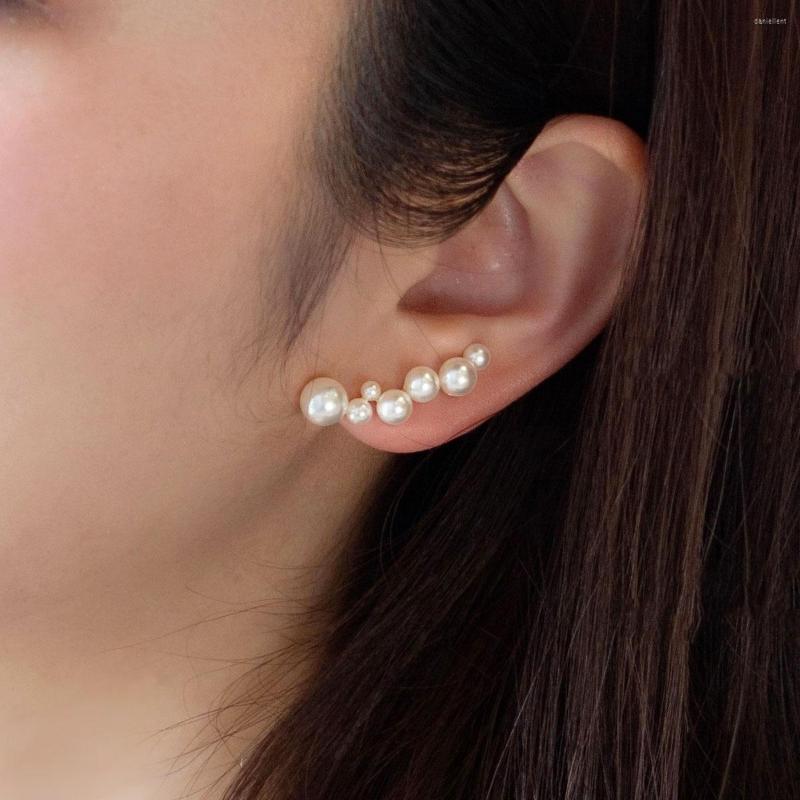 

Backs Earrings South Korea Japan Style Fashion Pearl Beads No Piercing Clip On For Women Sweet Elegant Charms Cuff Ear Jewelry Gift