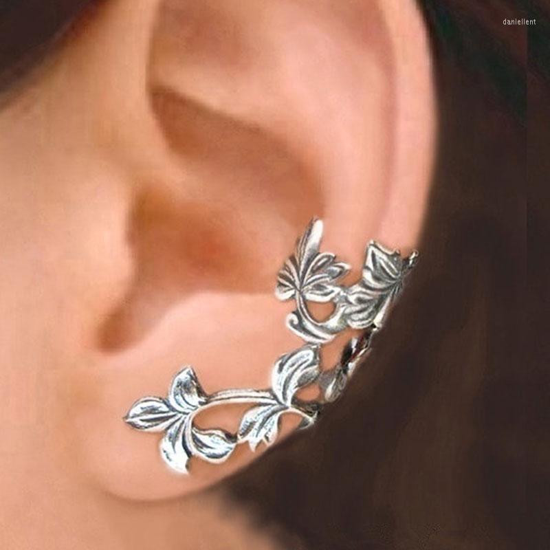 

Backs Earrings Ear Decor Gorgeous Clip Gift Jewelry Vine Shape Simple Stylish Retro Hollow Flower Leaf 1 Pair/set