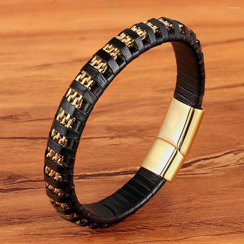 

Charm Bracelets TYO Model Mens Gifts Pulseira Jewelry Genuine Leather Bracelet With Stainless Steel Chain Wholesale Drop