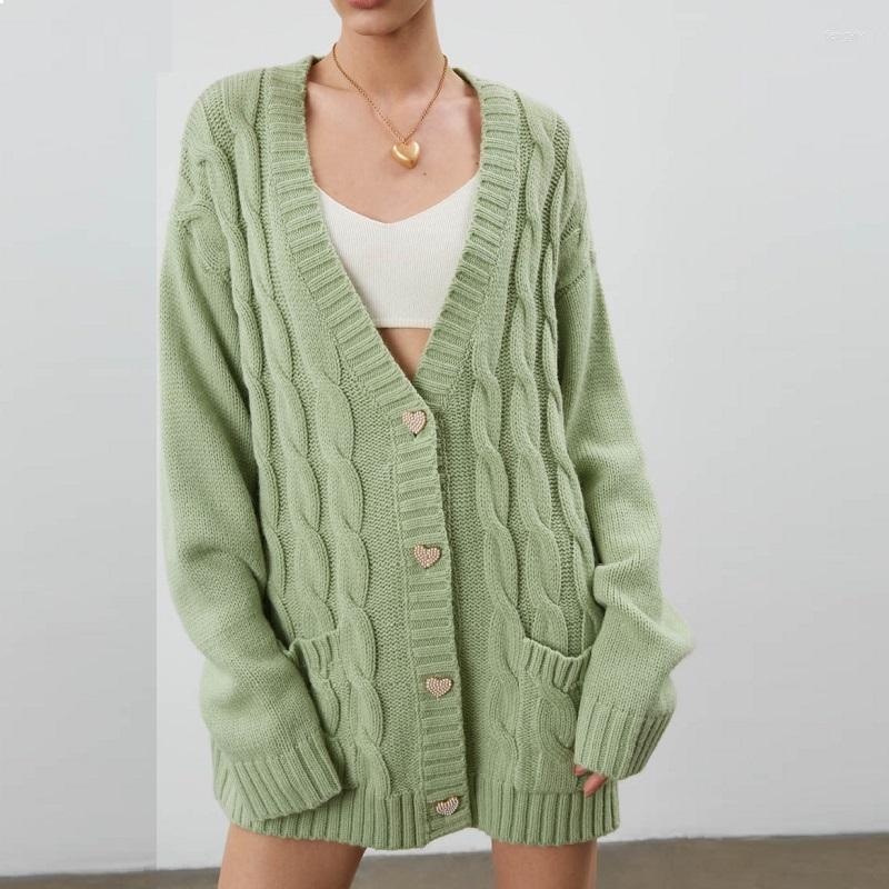 

Women' Knits Women' Long Sweater Cardigans 2023 Autumn And Winter Pockets Button Sweet Loose Midi Knitted Cardigan Purple Sweaters, Green