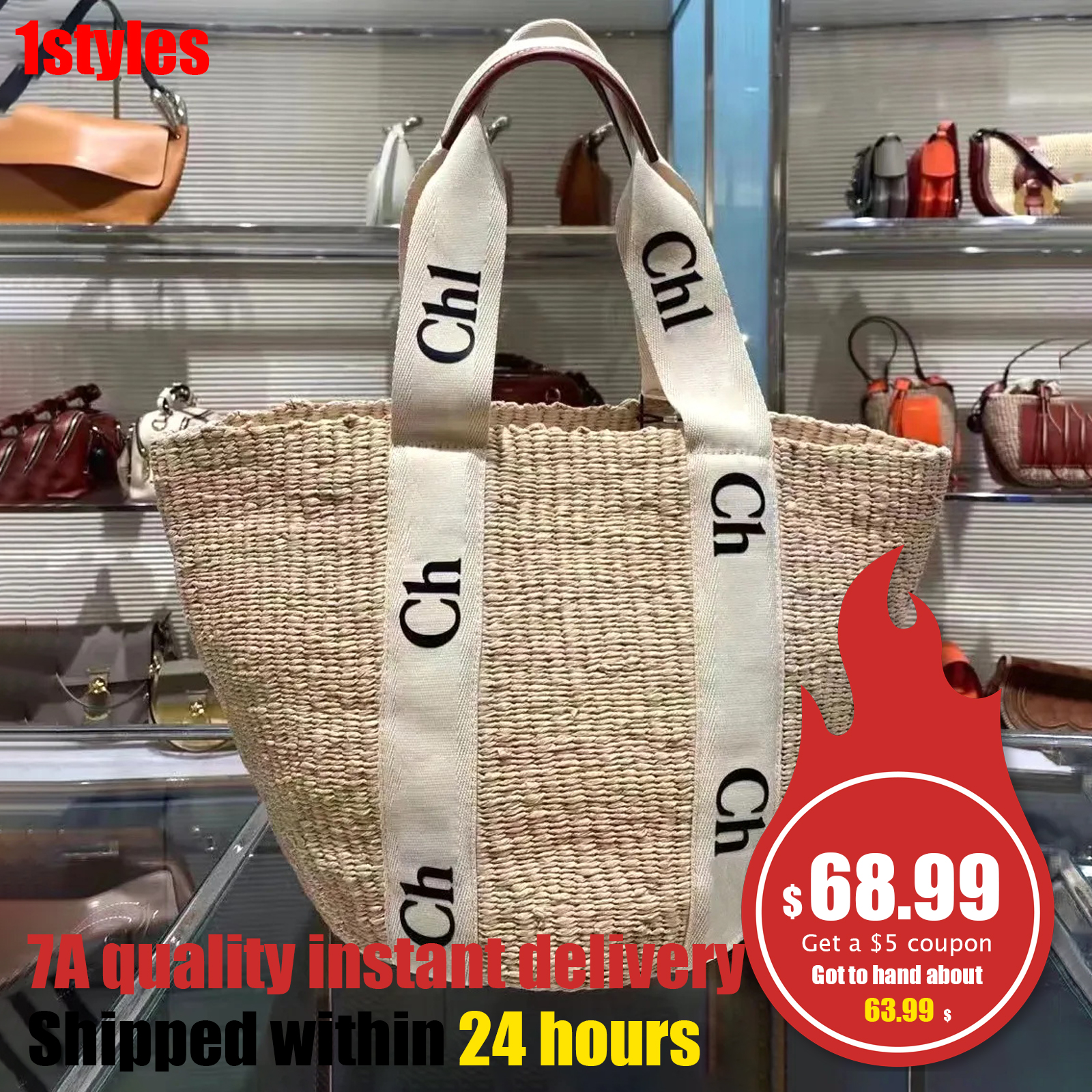 

WOODY bucket Bags Shoulder totes basket Bag Womens mens Fashion Shopping travel summer Beach vacation Straw large Crossbody pochette handbags weave clutch weekend, Brown