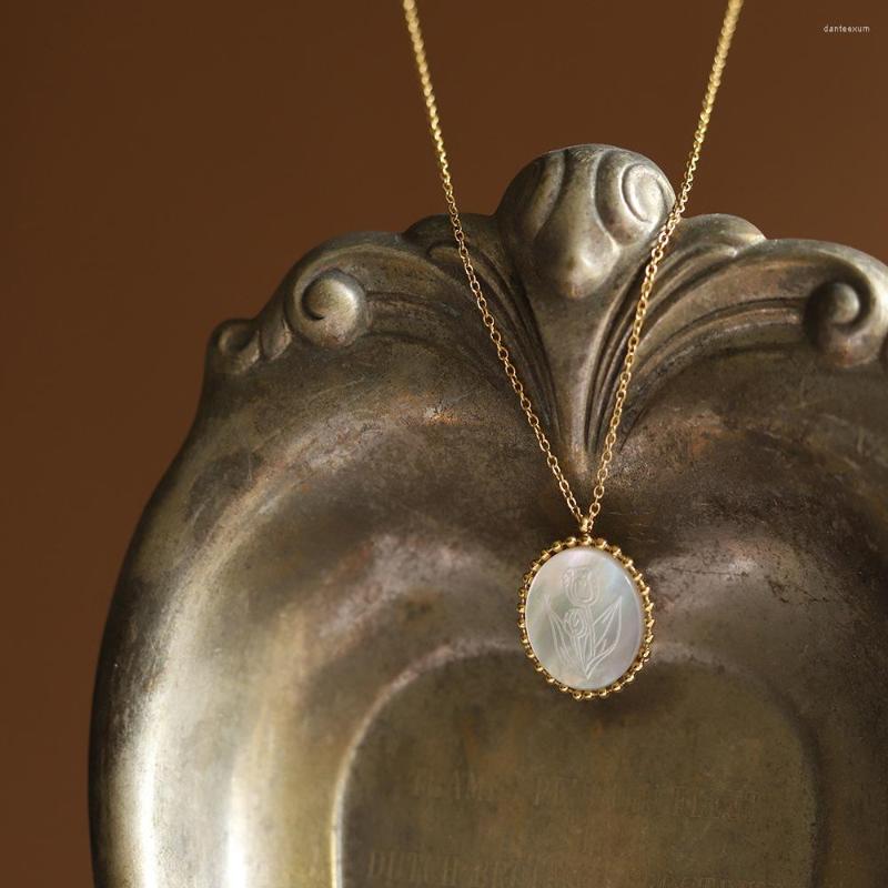 

Pendant Necklaces Stainless Steel Necklace For Women Gift Bohemian Tulip Accessories Gold Plated Chain Korean Fashion Vintage Jewelry Bijoux