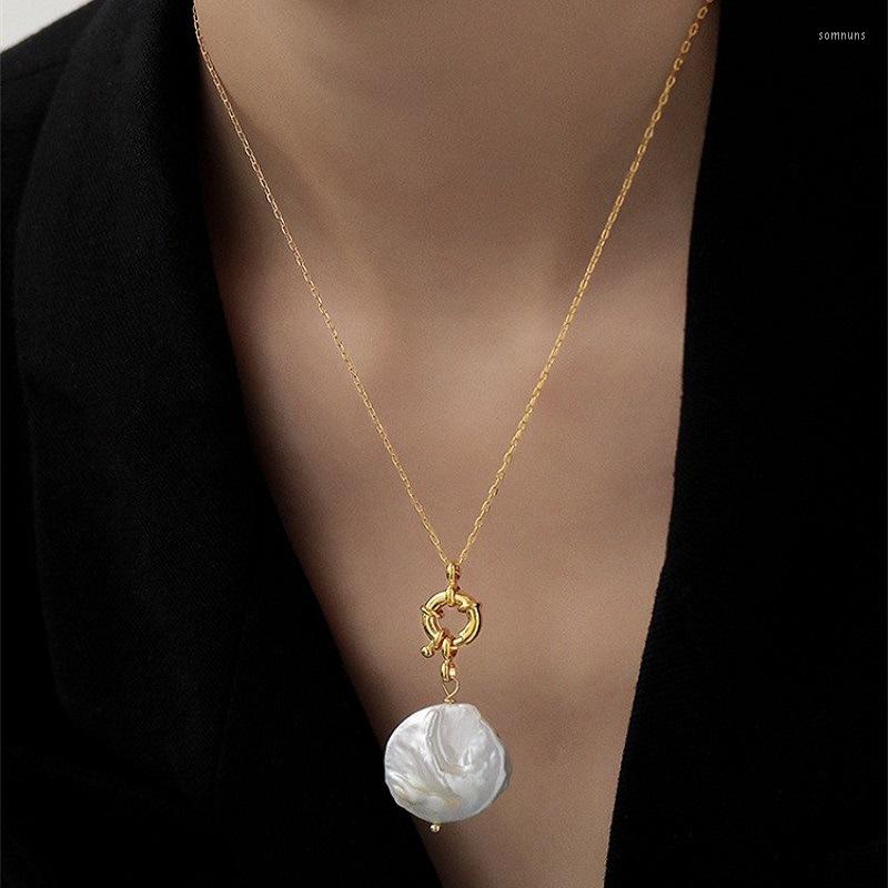 

Pendant Necklaces Minar Luxury Oversized Baroque Freshwater Pearl Chokers Necklace For Women Gold Color Toggle Clasp Circle Gift