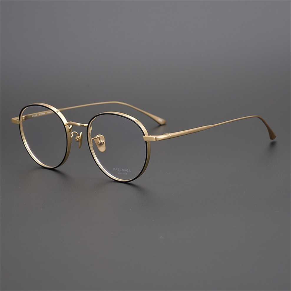 

Sunglasses 2023 new High beauty delicate style gold pure titanium high-grade glasses round thick large frame small face