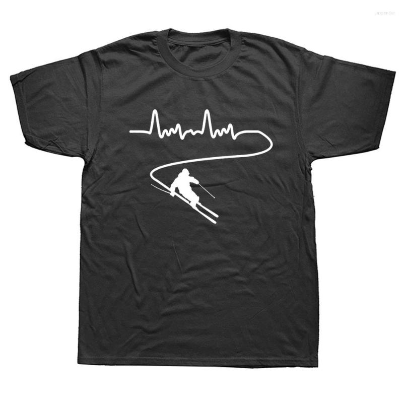 

Men's T Shirts Ski Skiing Heartbeat Snowboard Birthday Funny Unisex Graphic Fashion Cotton Short Sleeve O-Neck Harajuku T-shirt, Purple