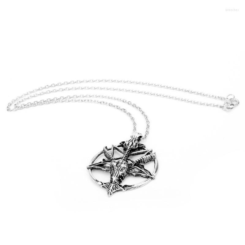 

Pendant Necklaces Pan God Skull Necklace Fashion Vintage Women Men Pentagram Goat Head Chain Unisex Luck Alloy Retro Jewelry