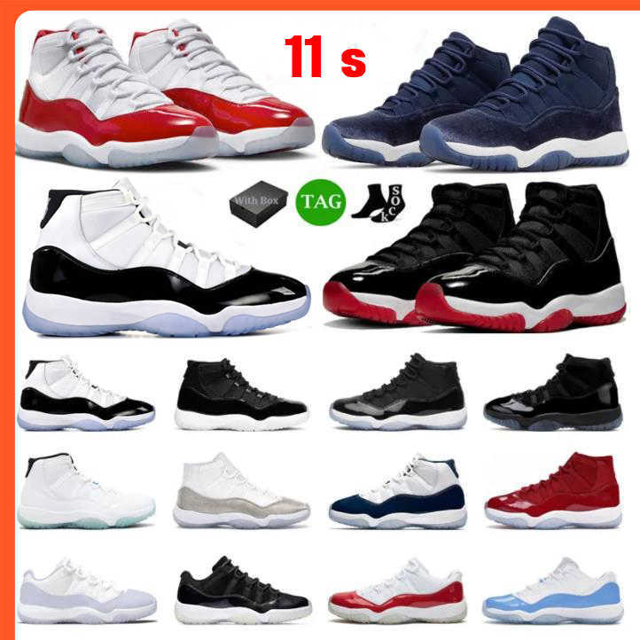 

Box Retro With Basketball Shoes 11 Men Women 11s Cherry Midnight Navy Velvet Cool Grey 25th Anniversary 72-10 Low Bred Mens Trainers Sport, Color 4