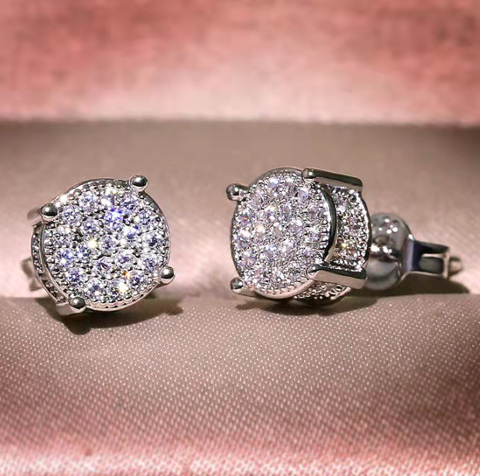 

Four-Claw round Micro Rhinestone Stud Earrings Simple Fashion European and American Ear Rings