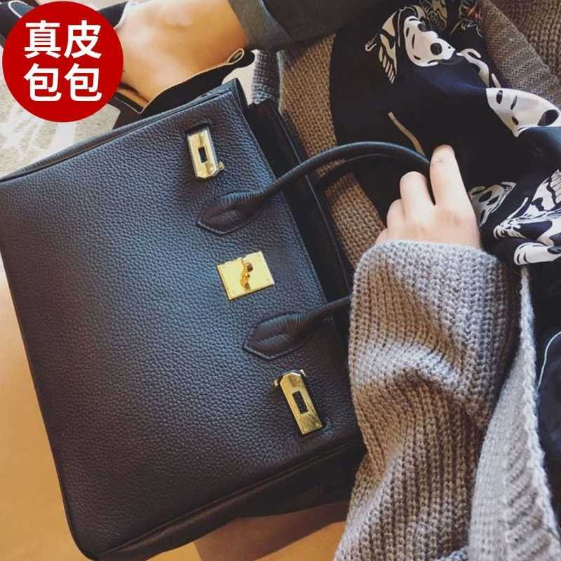 

Luxury Bag Birkin Upgraded 2023 new Bridal leather Women's Single-shoulder cross-body handbag trend with logo, 20cm mini black