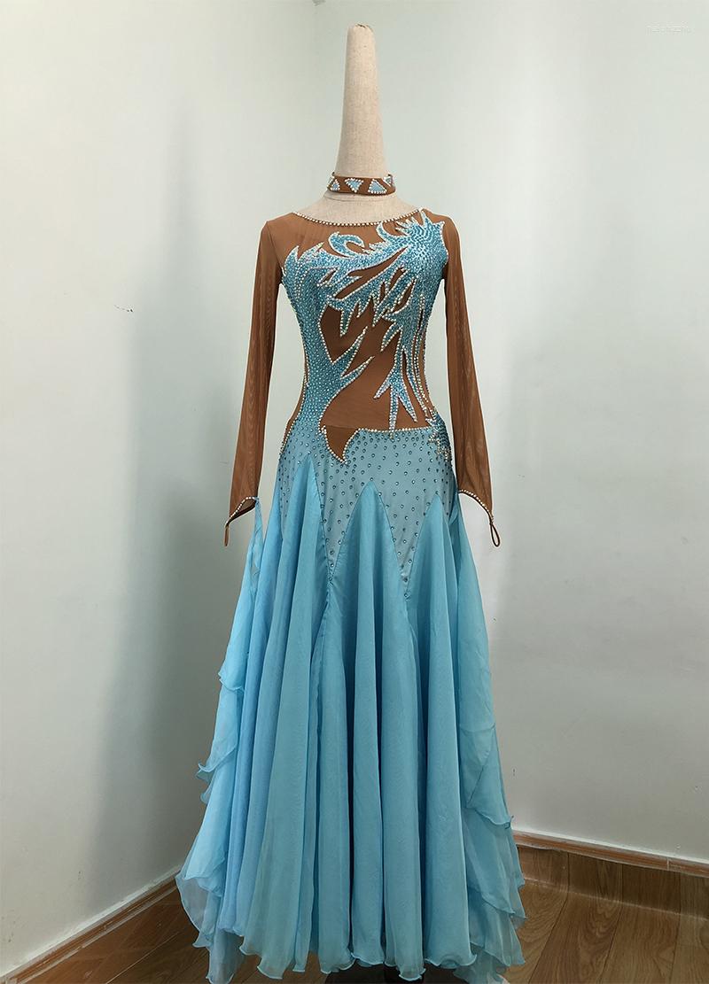 

Stage Wear Long Sleeve Ballroom Competition Dance Dresses Women Advanced Modern Waltz Dancing Dress Adult Standard Skirt, Other color