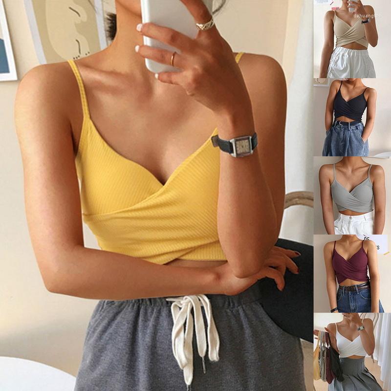 

Women's Tanks Tube Top Deep V Neck Sleeveless Slim Camisole Sexy Women's Cropped Tops Thick Push Up Bra Seamless Underwear Wear, Beige