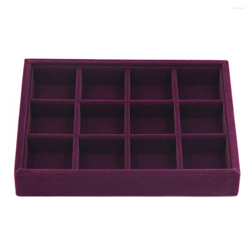 

Jewelry Pouches Necklace Display Bracelet Storage Box Organiser Holder Purple Velvet Boutiques Earring Tray Multifunctional Showcase