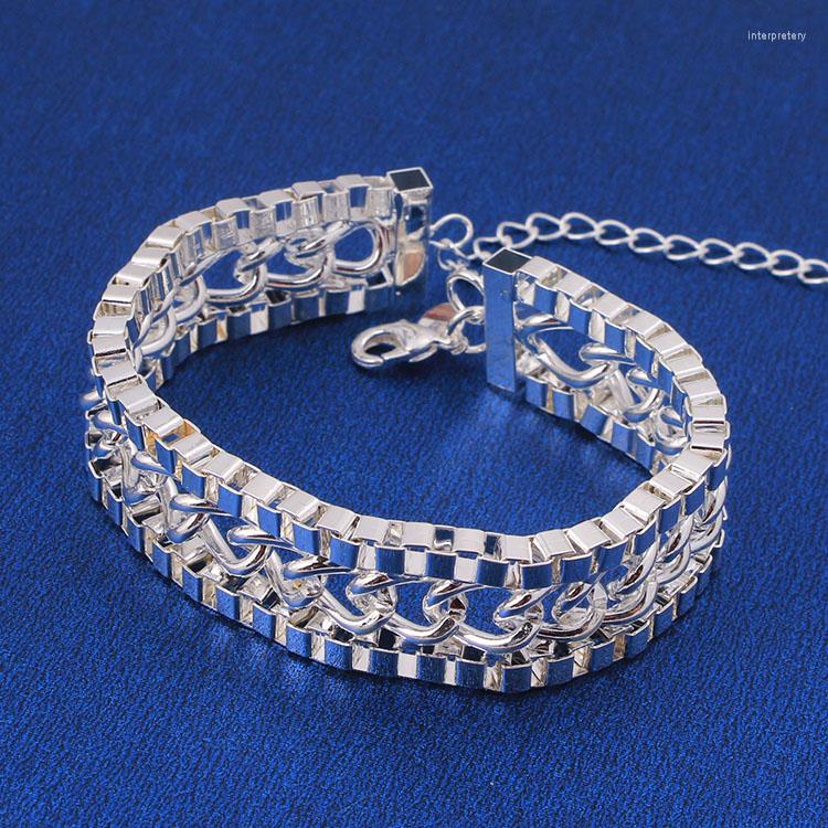 

Charm Bracelets Fashion Punk Style Men Woman Sterling Bracelet Solid 925 Silver Color For Party Rock Jewelry Gift Drop