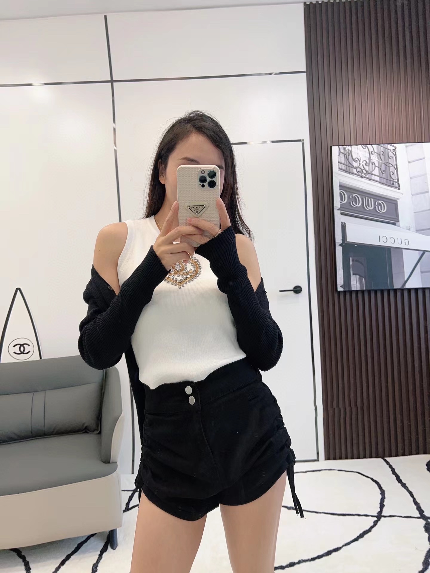 

Chan 2023 knits women's fashion letters CCCC logo shirt tank top clothing embroidery business short sleeve skateboard casual shirt, White