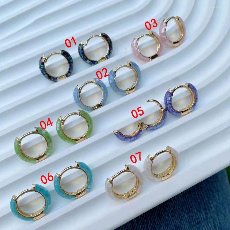 

Hoop Earrings 3Pairs Trendy Round Colorful Abalone Shell Pearl For Girls Women Party