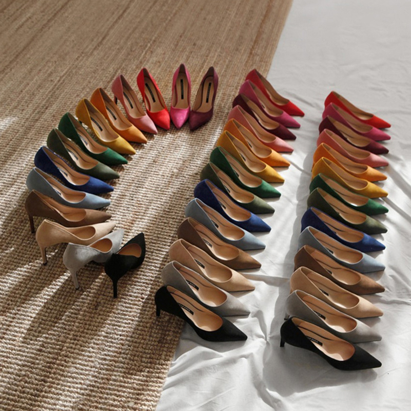 

Dress Shoes Woman Pumps Suede High Heels Female Pointed Toe Office Stiletto Women Party 230313, Wine red 8 cm