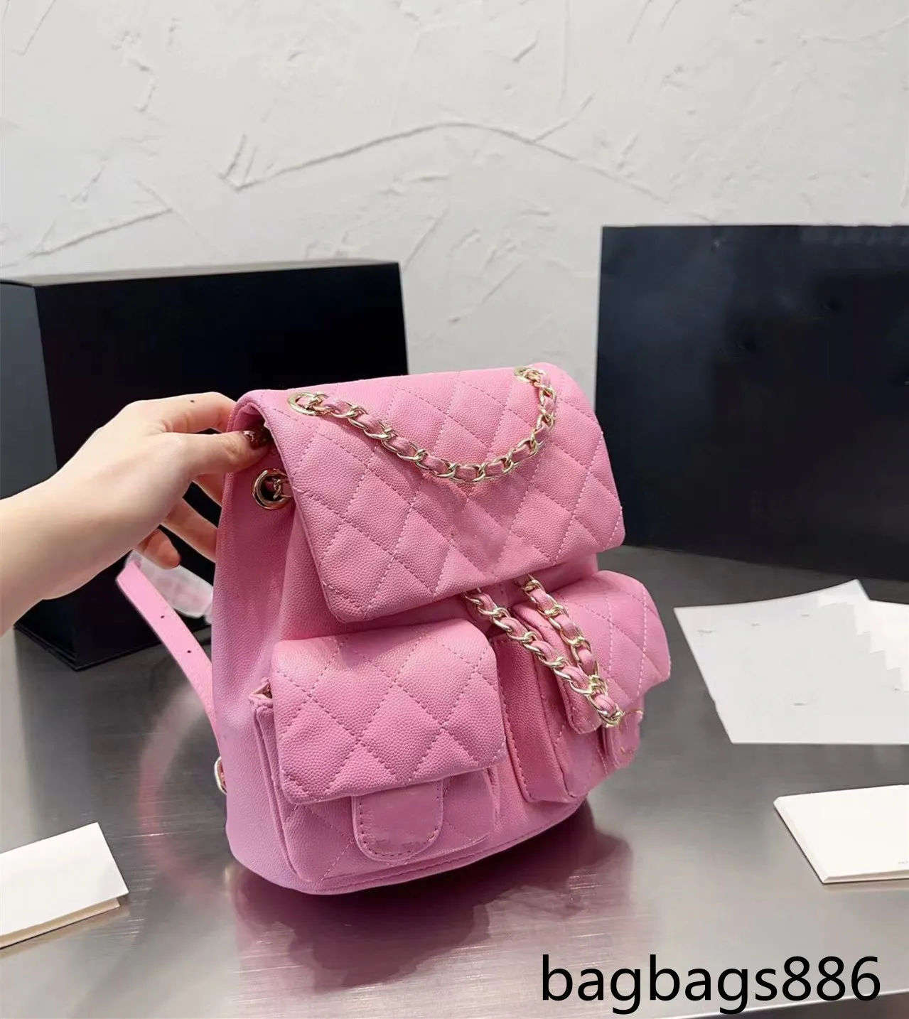 

22 s luxury fashion designer shoulder bags shin Cross body women wallet card holder wallet duma caviar handbags new style diamond high capacity backpack 25cm, Black