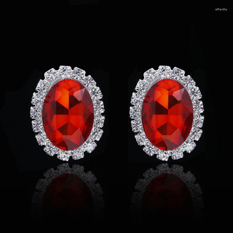 

Stud Earrings Elegant Red Imitation Gemstone Ear For Women Rhinestone Crystal Wedding Bridal Jewelry Accessories