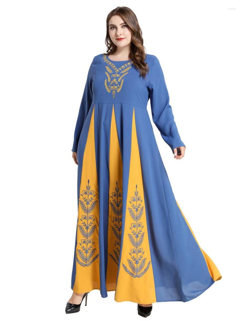 

Casual Dresses Fashion Dress For Women Arabian Plus Size Embroidered Muslim Worship Middle East Dubai Europe Style, Blue