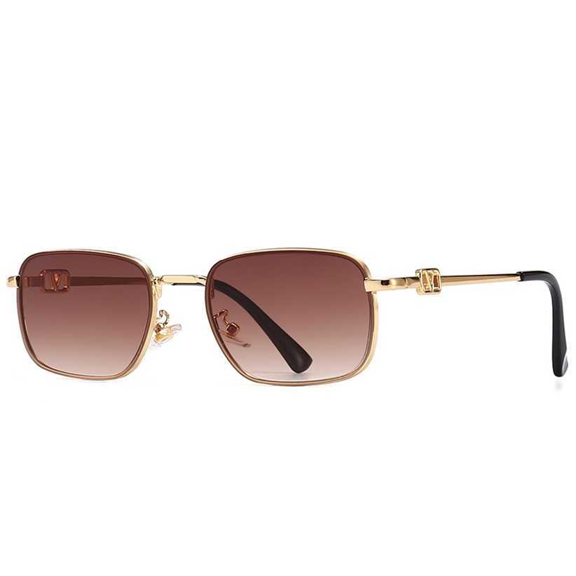 

Sunglasses 2023 new 21037 fashionable metal small frame tan sunglasses women's ins style advanced feeling
