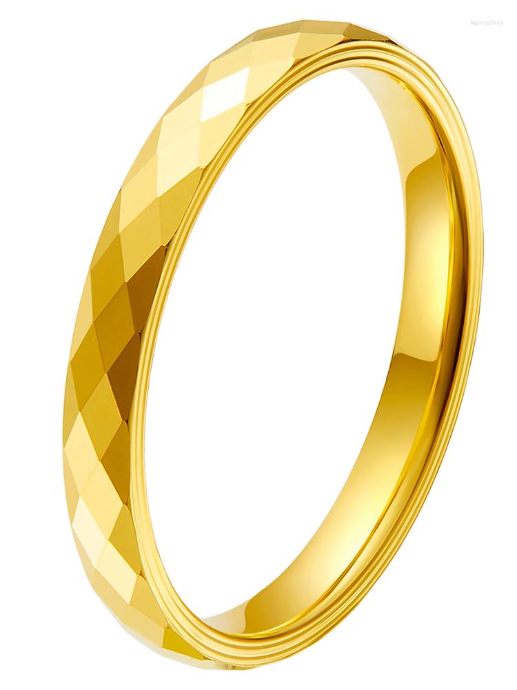 

Cluster Rings 999 24K Yellow Gold Ring 3D Geometry Wedding Band 1pcs