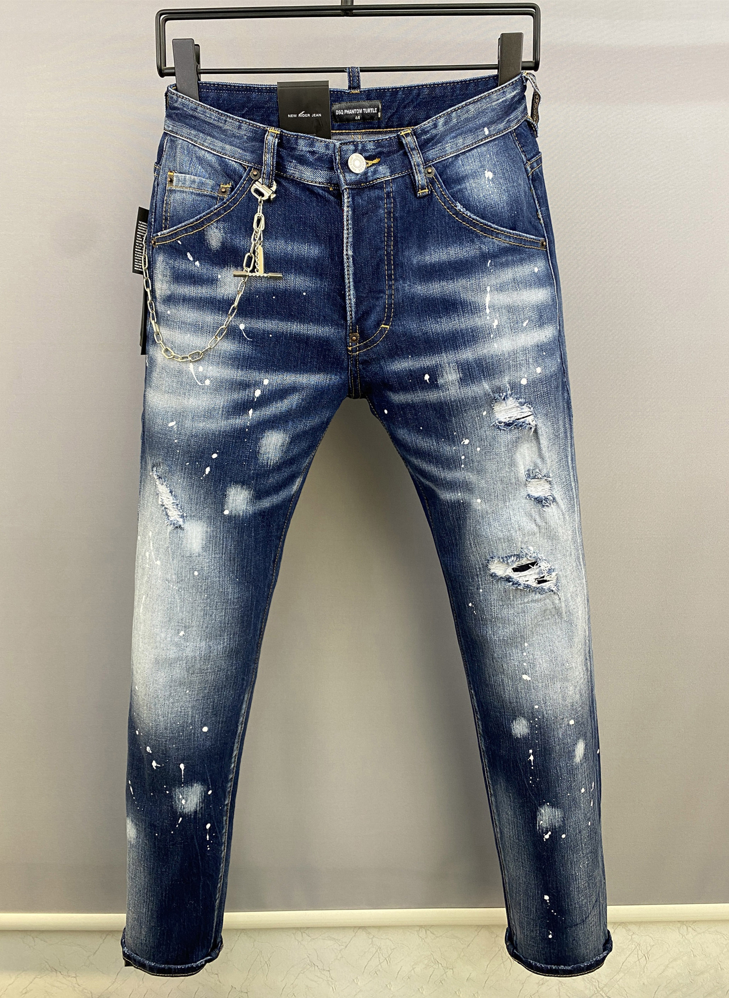 DSQ PHANTOM TURTLE Jeans pour hommes Classique Mode Homme Jeans Hip Hop Rock Moto Mens Casual Design Ripped Jeans Distressed Skinny Denim Biker J