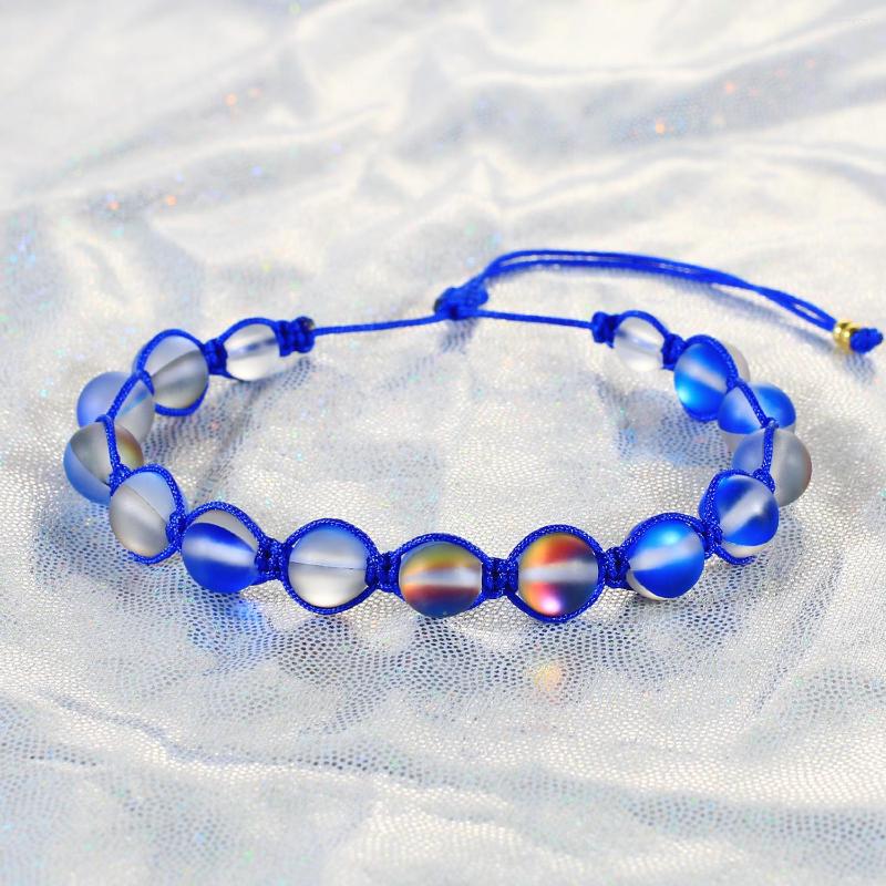 

Strand KELITCH Colorful Moonstone Crystal Bracelet Transparent Bead Hand Woven Rope Couple Bracelets Fashion Bangle Women Jewelry