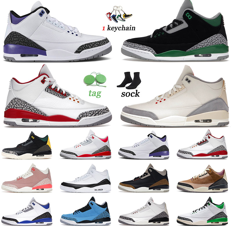 

2023 Jumpman 3 3s Basketball Shoe Medium Grey Rust Pink White Cement Reimagined Lucky Green Pine Green run sports Sneakers, D13 red cement 40-47