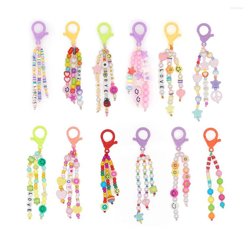 

Keychains Shinus Key Chains For Women Pearls Keychain Beaded Keyring Lanyard Bag Charm Chain Pendant Acrylic Keyfob Jewelry