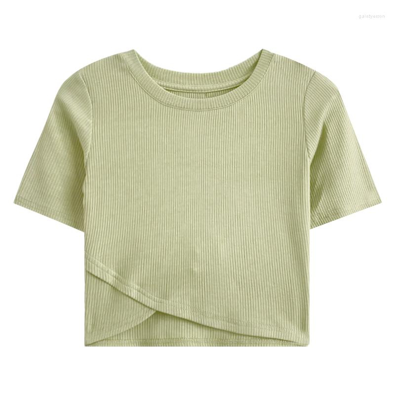 

Women's T Shirts Comfortable Stretch Cotton Simple Solid Color Irregular Hem Design Slim Fit Short T-shirt, Black