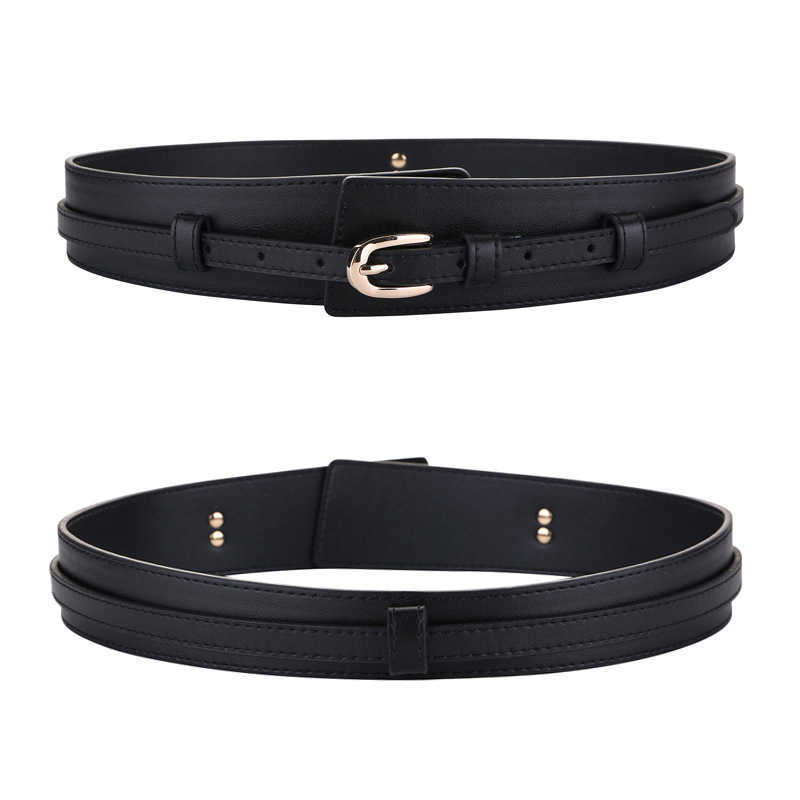 

Versatile Cowhide Waist Chain Belt for Men and Women - Decorative Shirt Accessory with Wide Black Buckle for Dress or Casual Wear