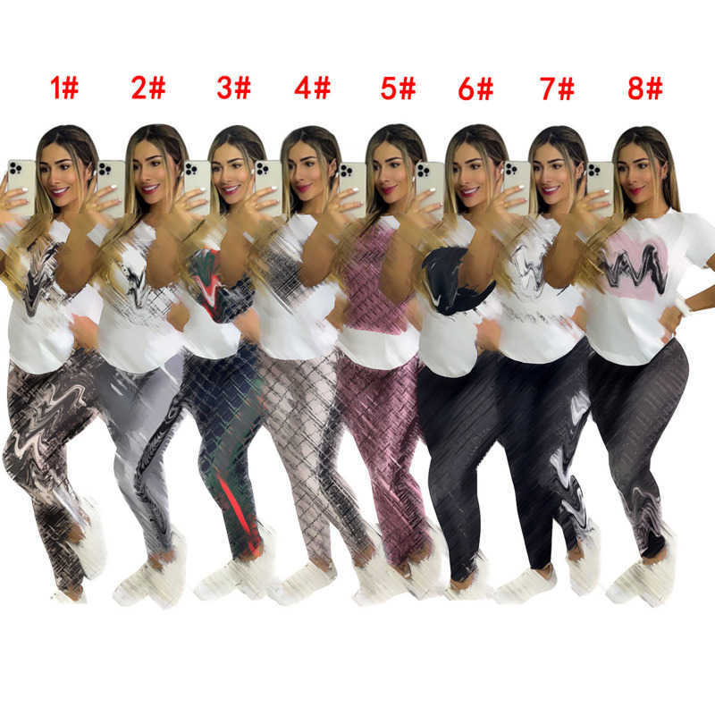 

J2806 Summer Fashion Ladies' Sports Suit Leisure Luxury Short-sleeved Trousers Jogging Suit Suit Multicolor, 1#
