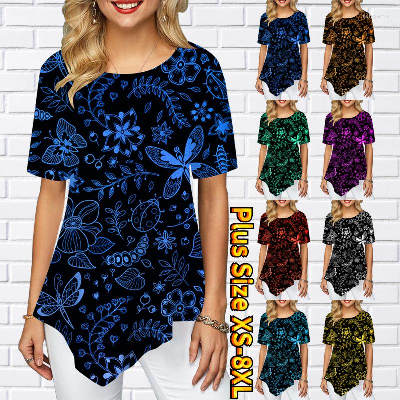 

Women's T Shirts 2023 Summer Basic Pullover Casual Tee Shirt Design Printing Short Sleeve Women Vintage T-shirt Round Collar Elegant Tops, 23100green