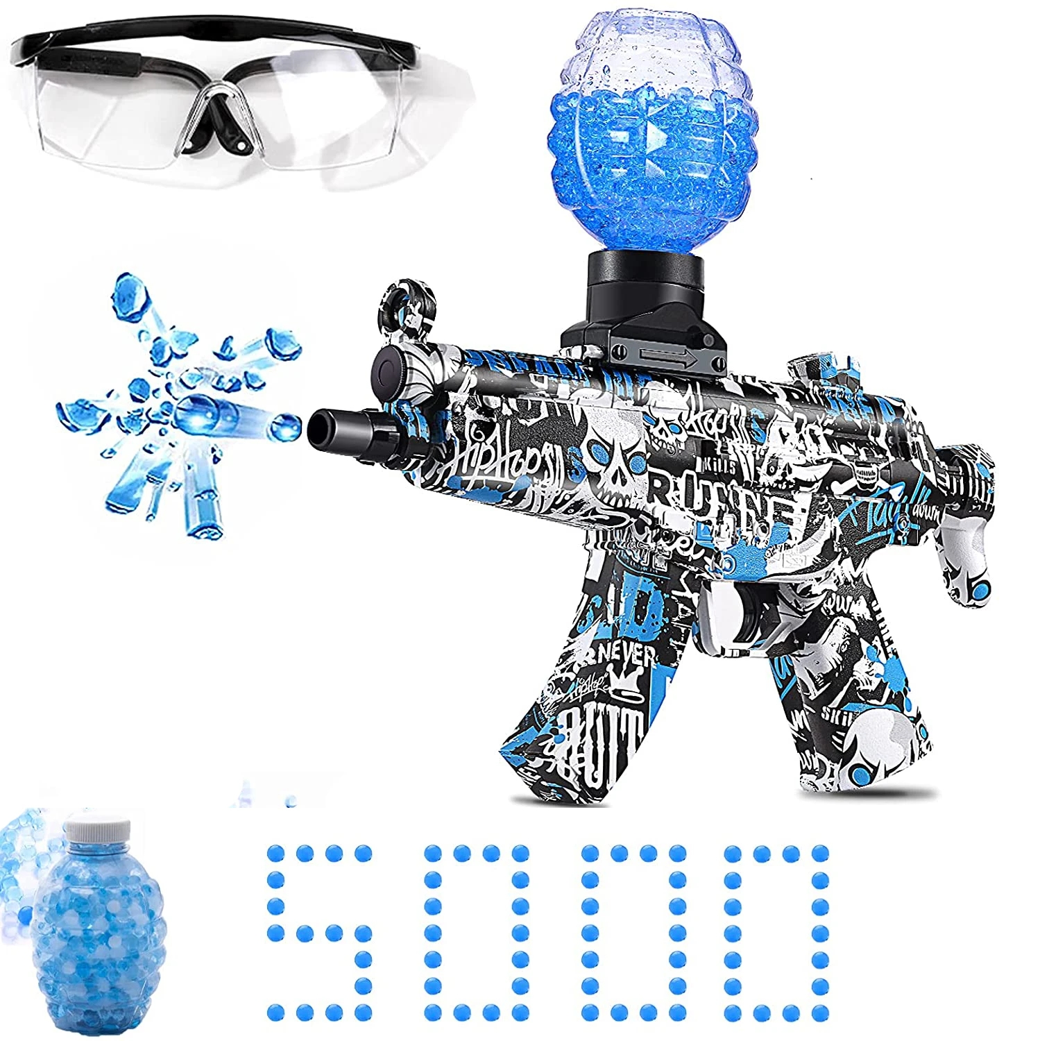 

MP5 Gel Ball Blaster With 5000 Water Beads For Outdoor Electric Splatter Activities Shooting Team Game Toy Gifts For Teens