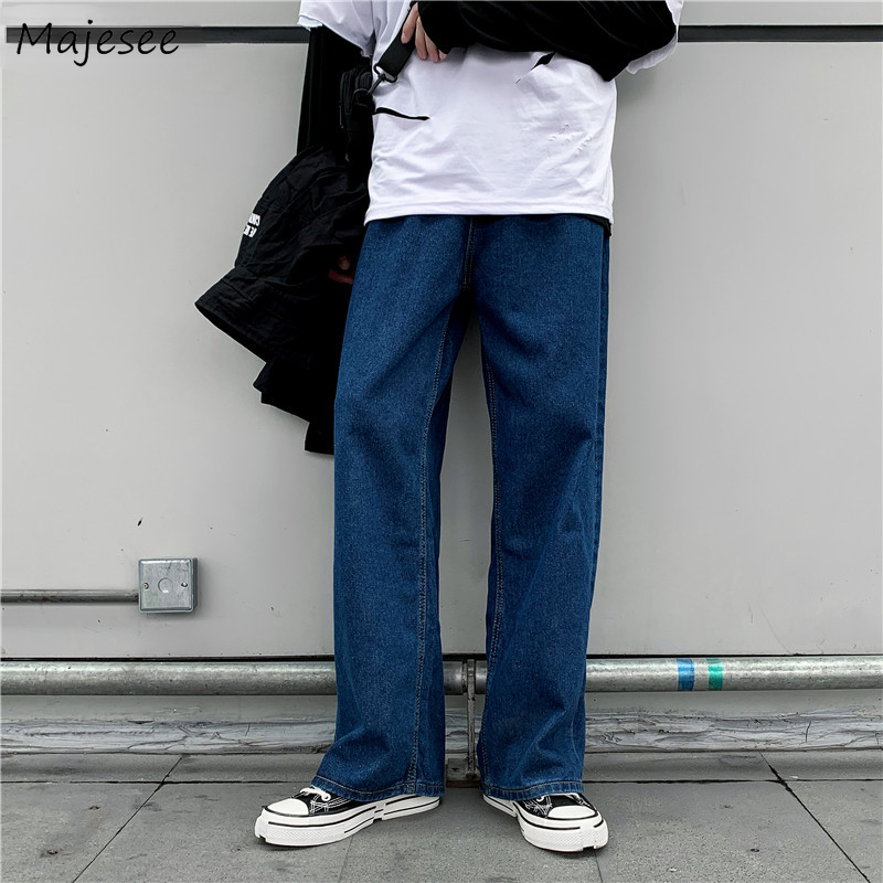

Men's Jeans Baggy Hip Pop Men Jeans Spring Streetwear Casual Fashion Loose All-match Wide Leg Denim Trousers Simple Solid Vintage BF 3XL Ins 230313, Dark blue