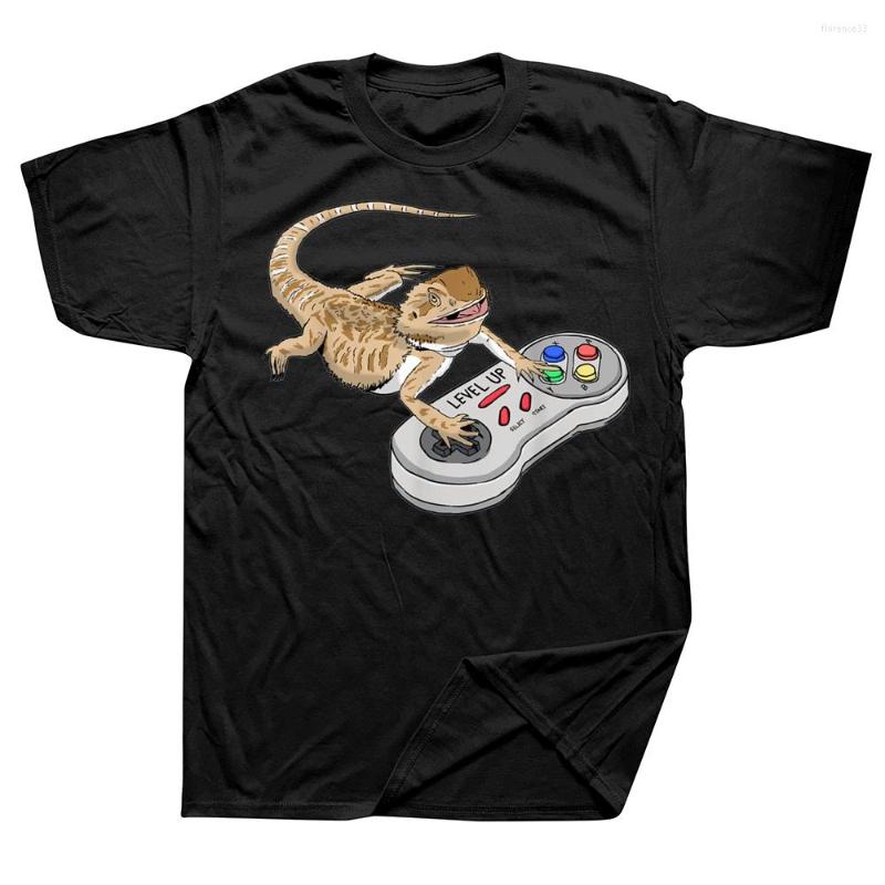 

Men's T Shirts Funny Bearded Dragon Playing Video Game Graphic Cotton Streetwear Short Sleeve Birthday Gifts Summer Style T-shirt, White