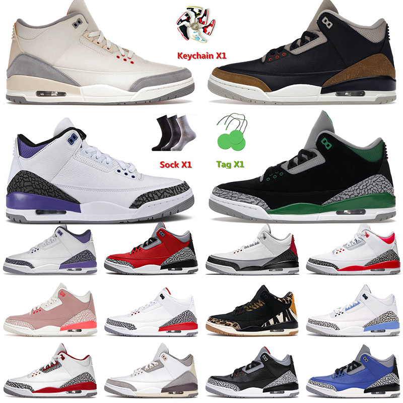 

Low Top 3s Man Big Size Basketball Shoes Authentic Jumpman 3 White Cement Reimagined Dark Iris Lucky Green Fragment Animal Instinct White Purple, C49 white purple 40-47