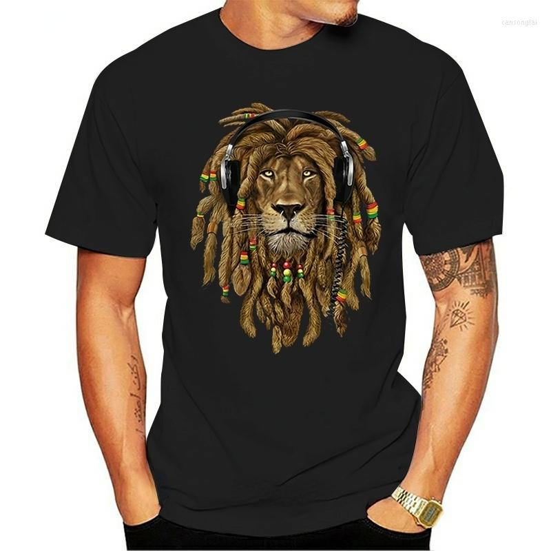

Men's T Shirts Rasta Lion Of Judah T-Shirt Headphones Jamaican Rastafari Zion Tshirt Men Clothes Tee Shirt, Lm71111-black