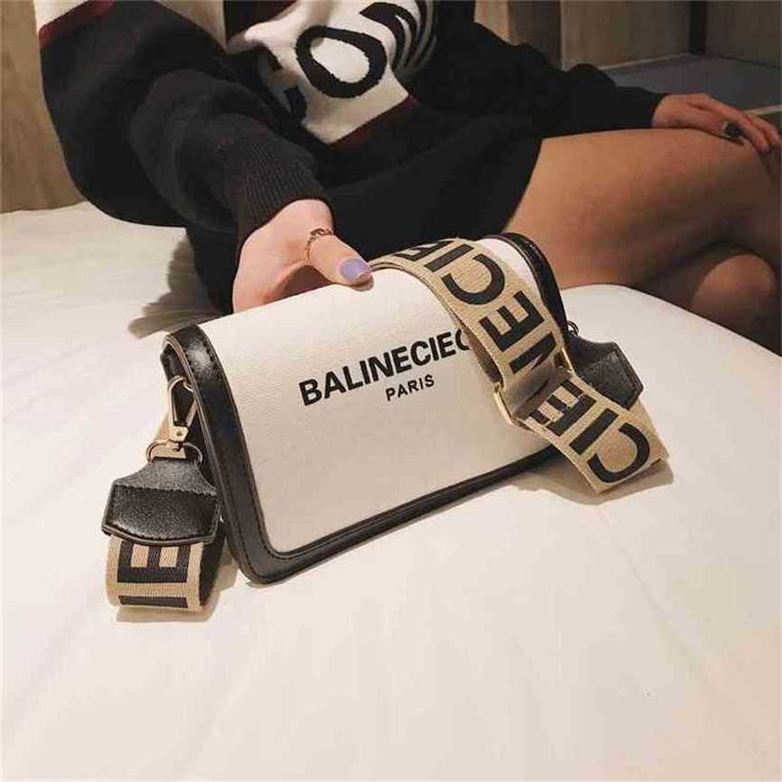 

handbag 2023 Fashion women's bag leather quality Handbag trend Canvas letter printed small square belt Bag, White5