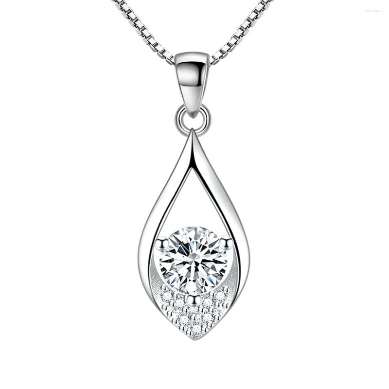 

Chains Aesthetic Dainty Bling Cubic Zirconia Silver Color Pendant Necklace For Women Pink Blue White Creative Jewelry