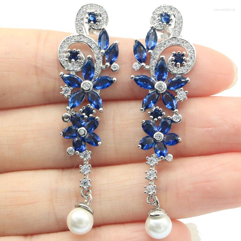 

Dangle Earrings 55x15mm Designed Butterful 10g Tanzanite Pink Morganite White CZ Females Daily Wear Silver