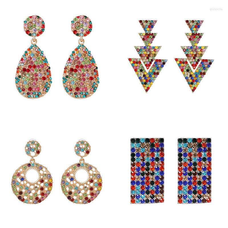 

Dangle Earrings JURAN Colorful Crystal Beads For Women Bar Long Geometric Drop Earing 2023 Fashion Female Wedding Jewelry Gift