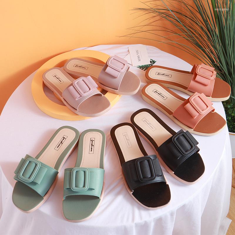 

Slippers Simple Women Summer Sandals Flat Beach Shoes Outdoor Non-slip Flip Flops Casual Female, Black
