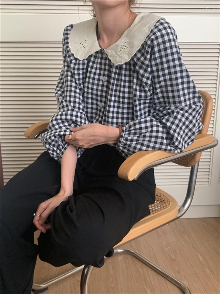 

Women's Blouses Women Blouse Female Shirt Summer Womens Spring Maxi Blusas Casual Vintage Long Sleeve Cotton Oversize Loose Plaid