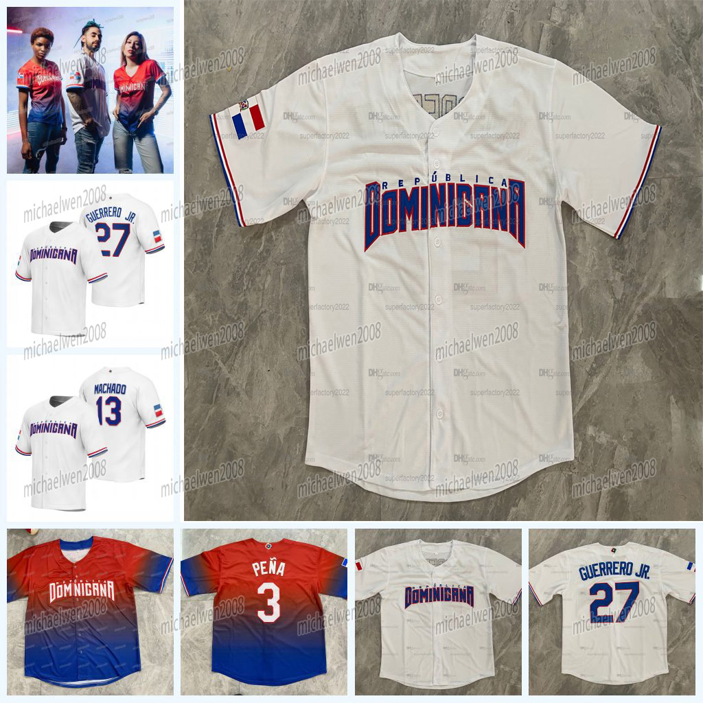 

Team Dominican Republic 2023 World Baseball Classic Jersey WBC Julio Rodriguez Manny Machado Juan Soto Rafael Devers Willy Adames Vladimir Guerrero Jr. Pena Franco, Youth