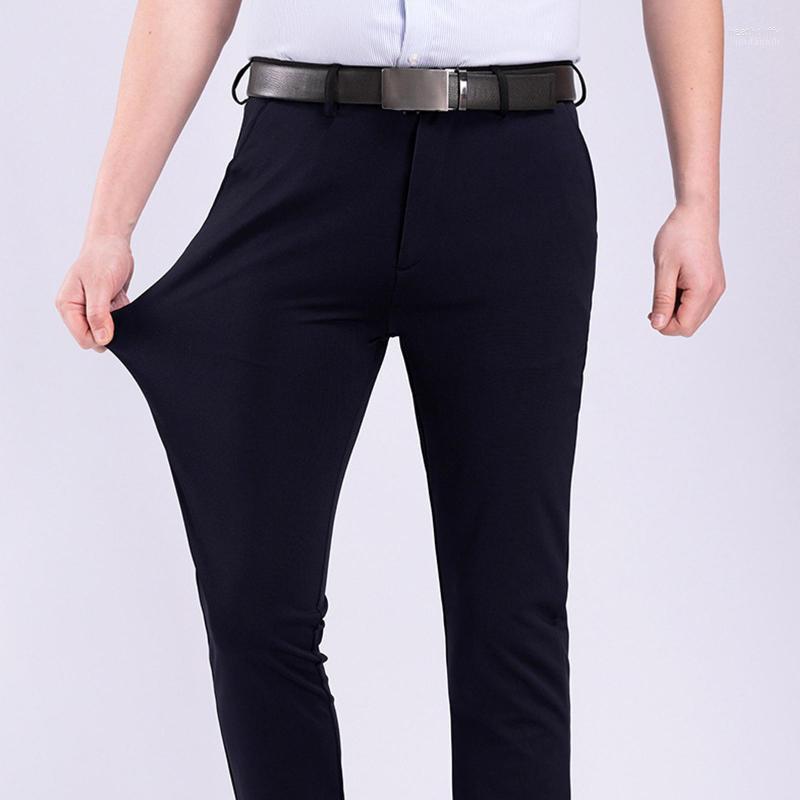 

Men's Pants Men Fashion Solid Color Stretchy Dress Formal Business Wedding TrousersMen's Heat22, Black