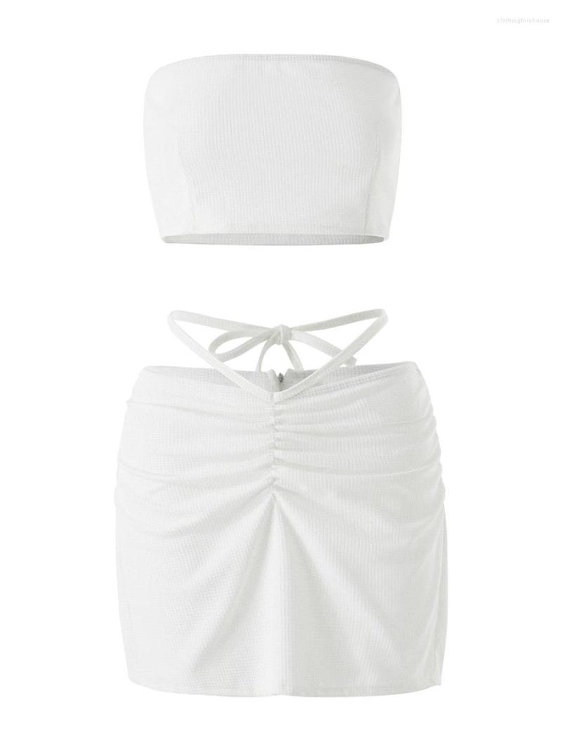 

Women' Sleepwear Women Knitted 2 Piece Shorts Set Strap Sleeveless Crop Tank Tops High Waist Elastic Summer Outfits Streetwear, White-c