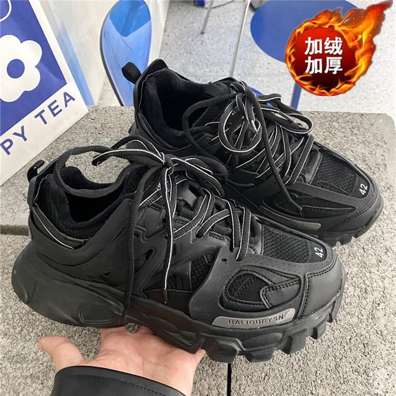 

Dress Shoes Plus Size 41 42 43 Women's Chunky Sneakers Brand Design Warm Fur Sport Ladies Trainers Black Casual 230313, Black with mesh