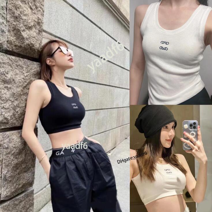 

Original standard the same Women' T-Shirt LO Classic Embroidery Women' camisole designer high-end luxury knitted pure cotton suspenders sexy t short, 22