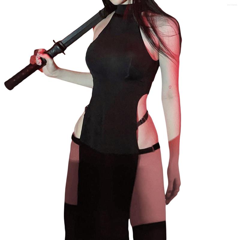 

Casual Dresses Women' Summer Clubwear Dress Black Sleeveless O Neck Side Hollow Out Skinny